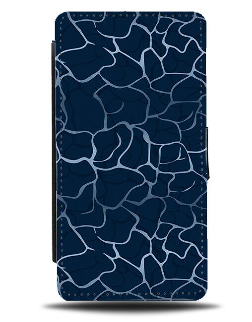 Deep Blue Coloured Stencilling Flip Wallet Case Stencil Stencils Lines K786