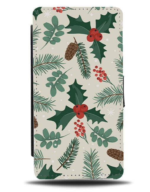 Christmas Holly Leaves Flip Wallet Case Leaf Spruce Berry Berries Festive N815