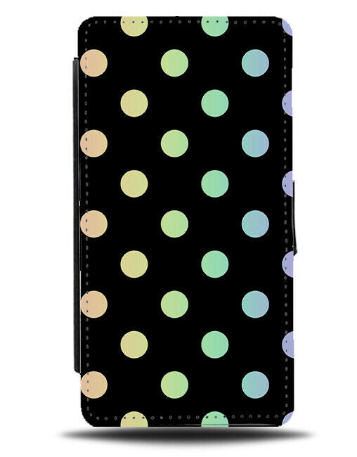 Black With Colourful Polka Dot Flip Cover Wallet Phone Case Dots Rainbow i539