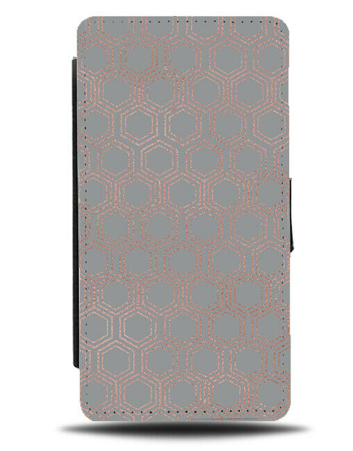 Grey and Rose Gold Geometric Patterns Flip Wallet Case Geo Metric Shapes F851