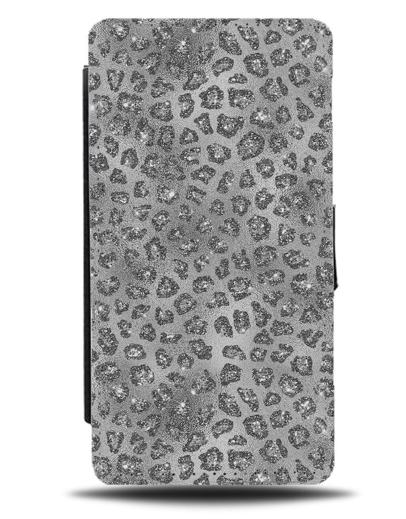 Silver Printed Glitter Leopard Print Flip Wallet Case Skin Leopards Animal CN72