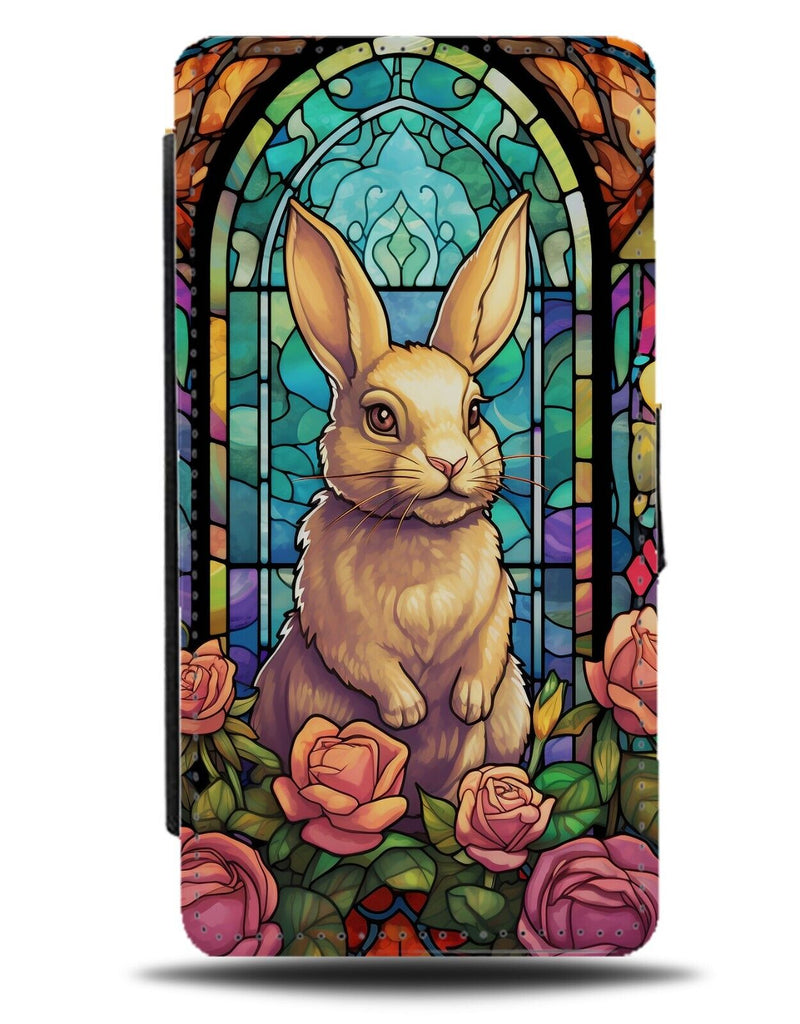 Bunny Rabbit Stained Glass Design Flip Wallet Case Rabbits Bunnies Bunny's CX27