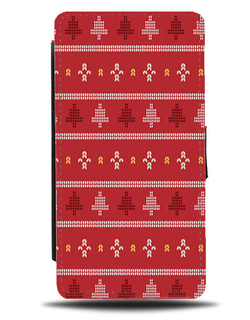Traditional Red Ugly Sweater Design Print Flip Wallet Case Jumper Knitted N795