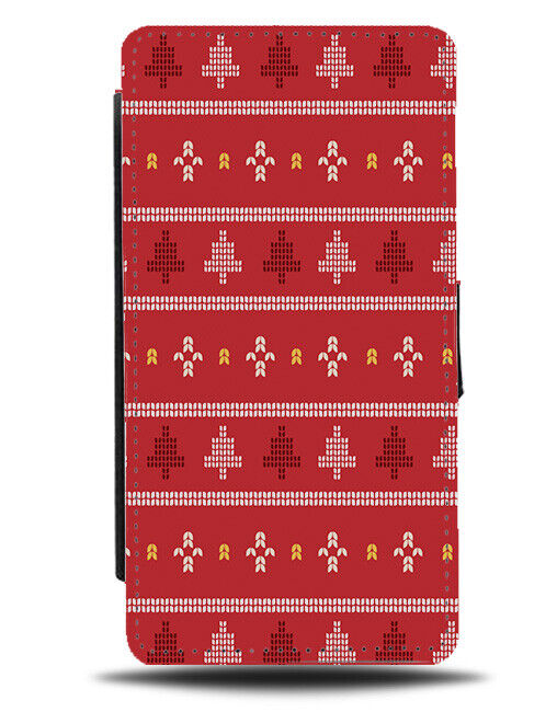 Traditional Red Ugly Sweater Design Print Flip Wallet Case Jumper Knitted N795