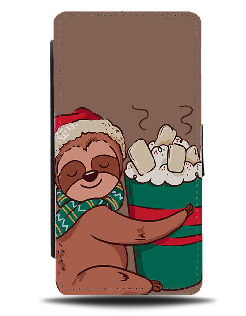 Warm Sloth and Hot Chocolate Flip Wallet Case Sloths Drink Cocoa Christmas N713