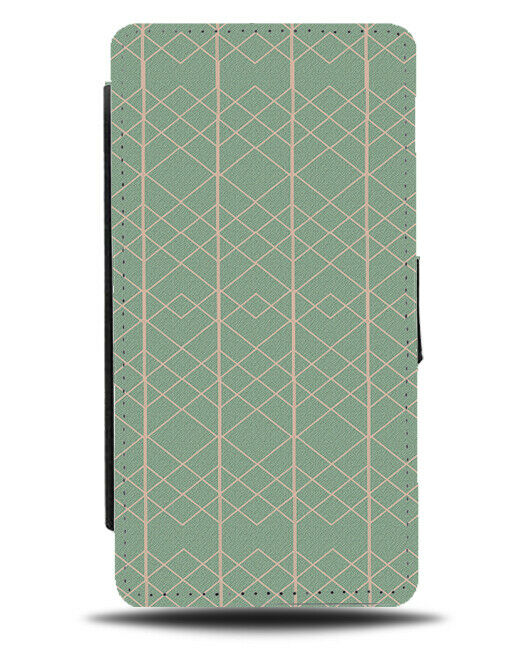Green and Pink Lines Flip Wallet Case Lined Shapes Geometric Print Design F855