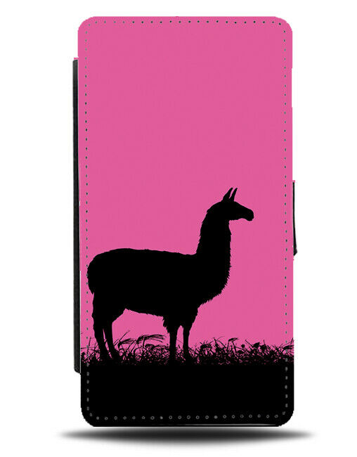 Llama Silhouette Flip Cover Wallet Phone Case Llama Hot Pink Alpaca Alpacas I029