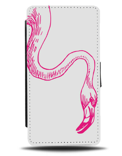 Hot Pink Flamingo Neck Drawing Flip Cover Wallet Phone Case Sketch Sketched A274