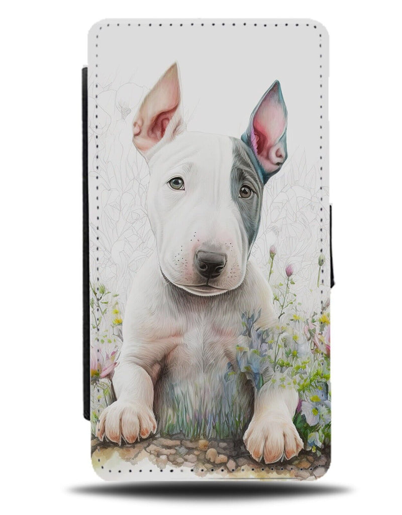 Baby Bull Terrier Flip Wallet Case Terriers Dog Dogs White Dog Dogs Puppy AD11