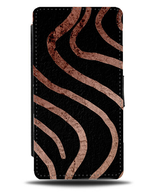 Black Flip Wallet Case With Rose Gold Pen Marks Lines Lines Drawing Stain G325