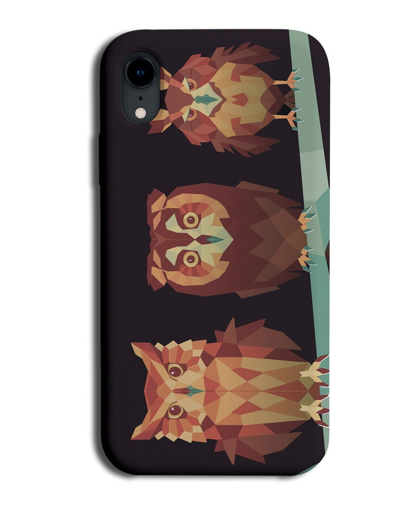 Geometric Owls Design Phone Case Cover Pattern Owl Faces On Branch Branches Q402