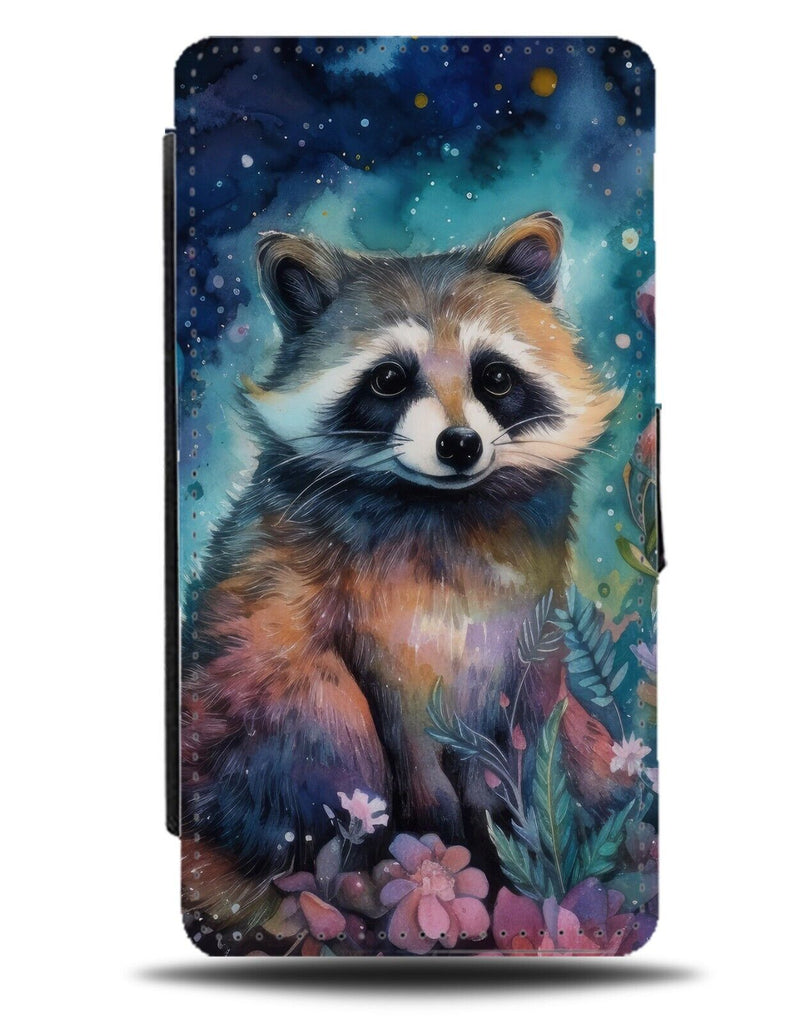 Raccoon Painting Flip Wallet Case Space Night Watercolour Raccoons Racoon BE48