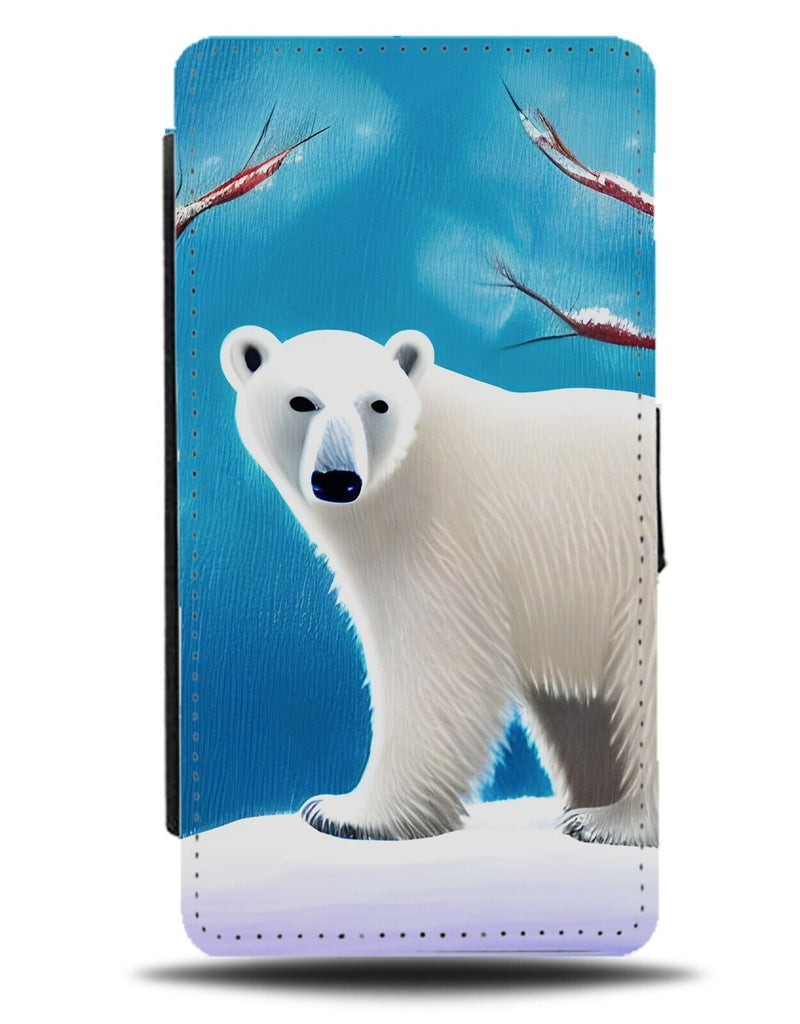 Polar Bear In The Snow Flip Wallet Case Bears Cartoon Painting Print Arctic CK19
