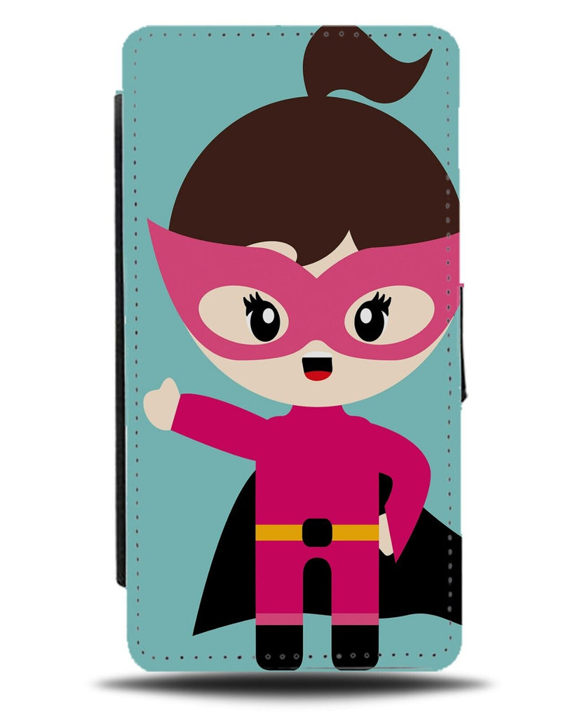 Cartoon Woman Superhero Flip Wallet Case Girl Super Hero Pink Girls Female DG06