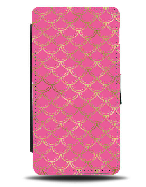 Hot Pink and Golden Mermaid Scaled Flip Wallet Case Scales Mermaids Pattern F644
