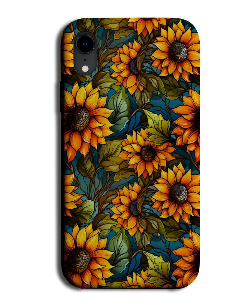 Stained Glass Sunflower Art Pattern Phone Case Cover Sunflowers Sun Flowers CN35
