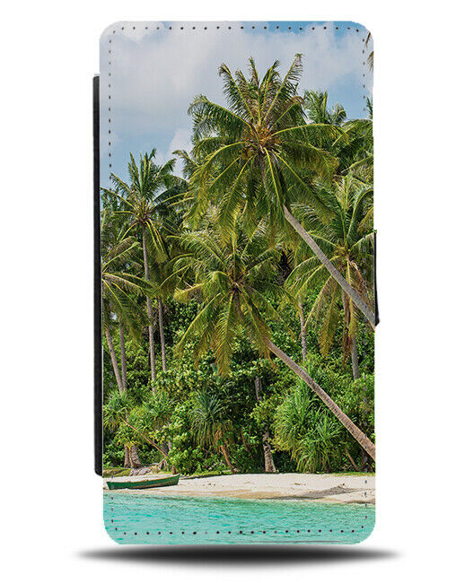 Deserted Island Flip Wallet Case Beach Palm Tree Picture Image Palms Trees H229