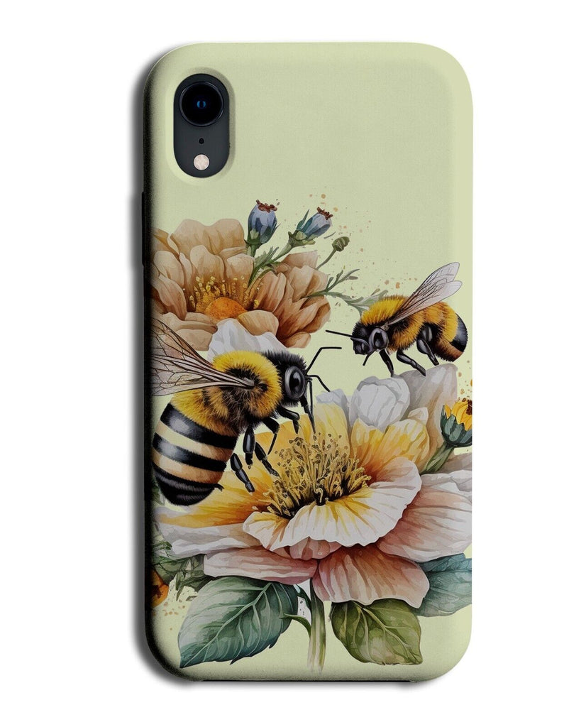 Pastel Yellow Bumblebee Phone Case Cover Bee Bees Floral Summer Nectar AD84