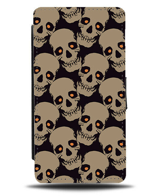 Skull Wallpaper Pattern Flip Wallet Case Design Skulls Faces Halloween H755