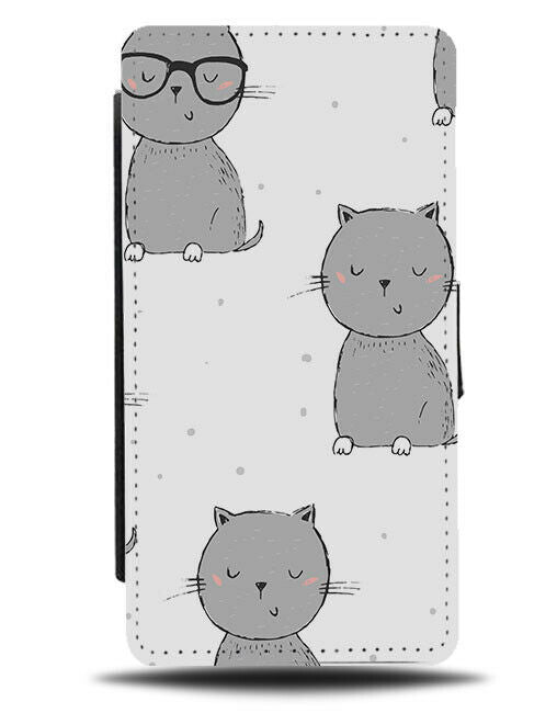 Grey Cat Drawing Flip Wallet Case Drawings Animal Cats Kitty Kat Kitten F450