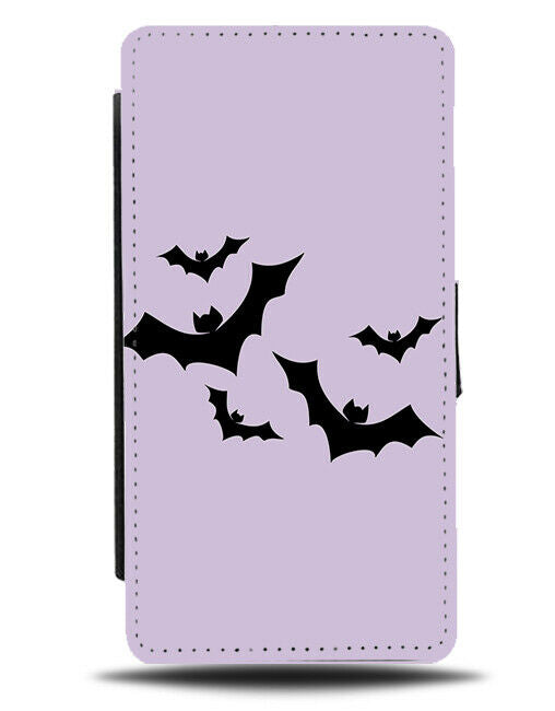 Purple Bats Flip Cover Wallet Phone Case Bat Halloween Horror Silhouette A734