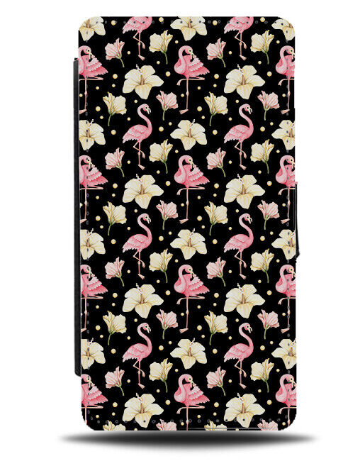 Gothic Flamingo Summer Pattern Flip Wallet Case Flamingos Lily Lilies Goth AA21