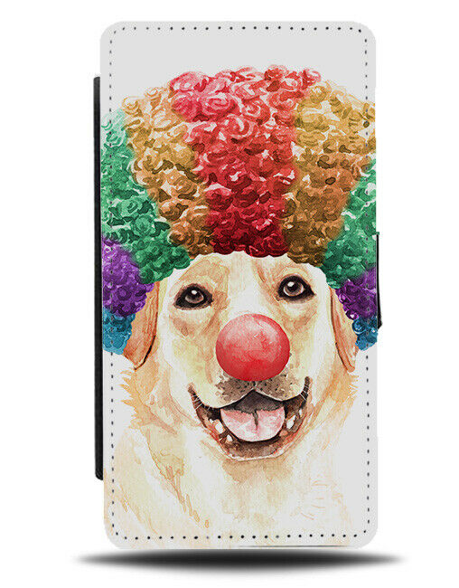 White Labrador Clown Flip Wallet Case Clowns Colourful Wig Red Nose K721
