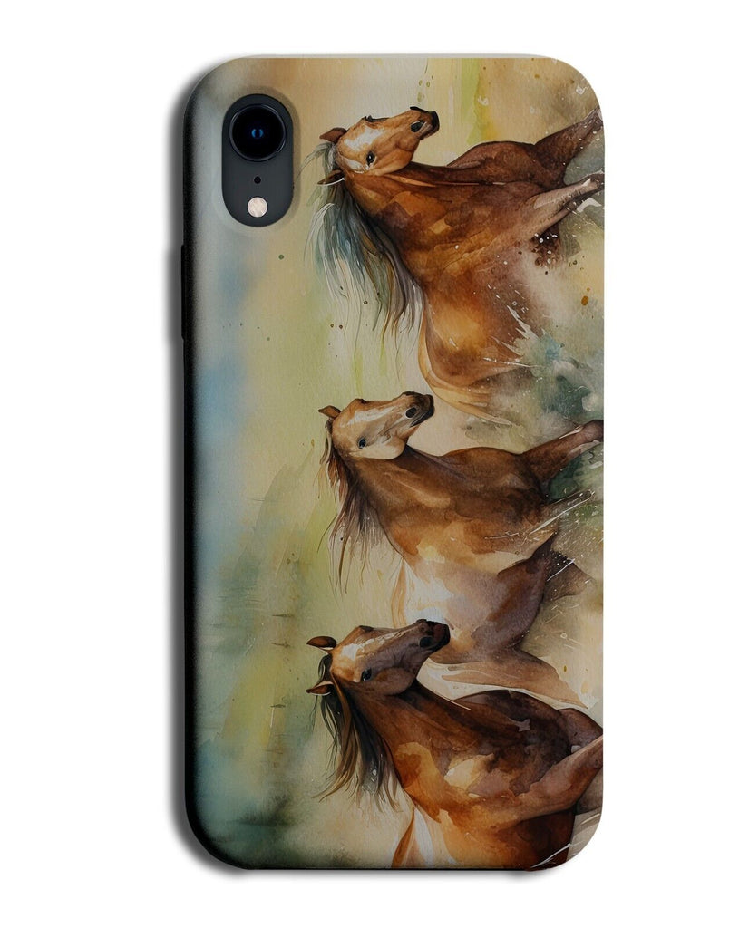 Wild Horses Running Phone Case Cover Horse Shy Oil Painting Picture Field BF08