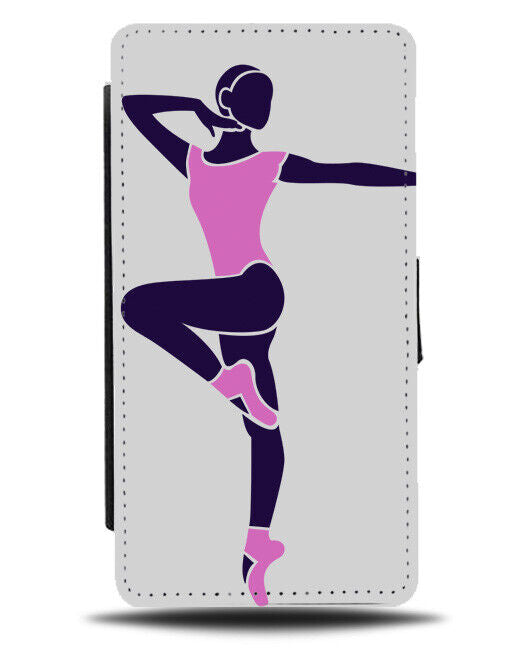 Pink 80s Ballet Dancer Outfit Flip Wallet Case Ballerina Pink and Navy Blue J005