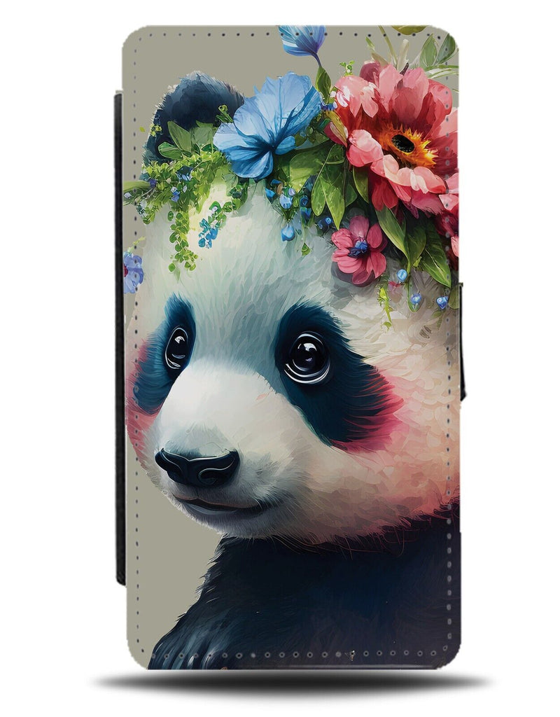 Hippy Panda Bear Flip Wallet Case Artistic Stylish Fancy Bears Pandas Girly AX84