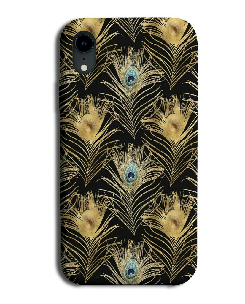 Black and Gold Peacock Feathers Phone Case Cover Golden Peacocks Bird Birds F641