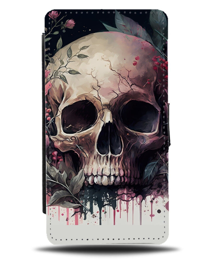 Gothic Dripping Skull Painting Flip Wallet Case Skulls Head Artwork Art BG28