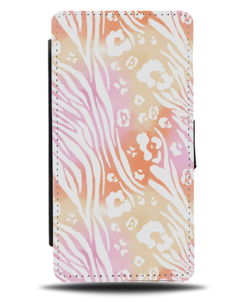 Peach Coloured Leopard Print Flip Wallet Case Colour Animal Colours Pastel AC05