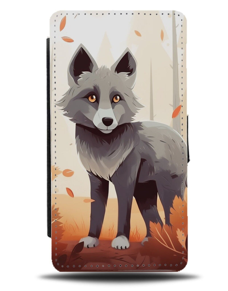 Cartoon Wolf Cub Flip Wallet Case Cubs Wolves Wolfs Wolf's Cubs Baby Cute CW40