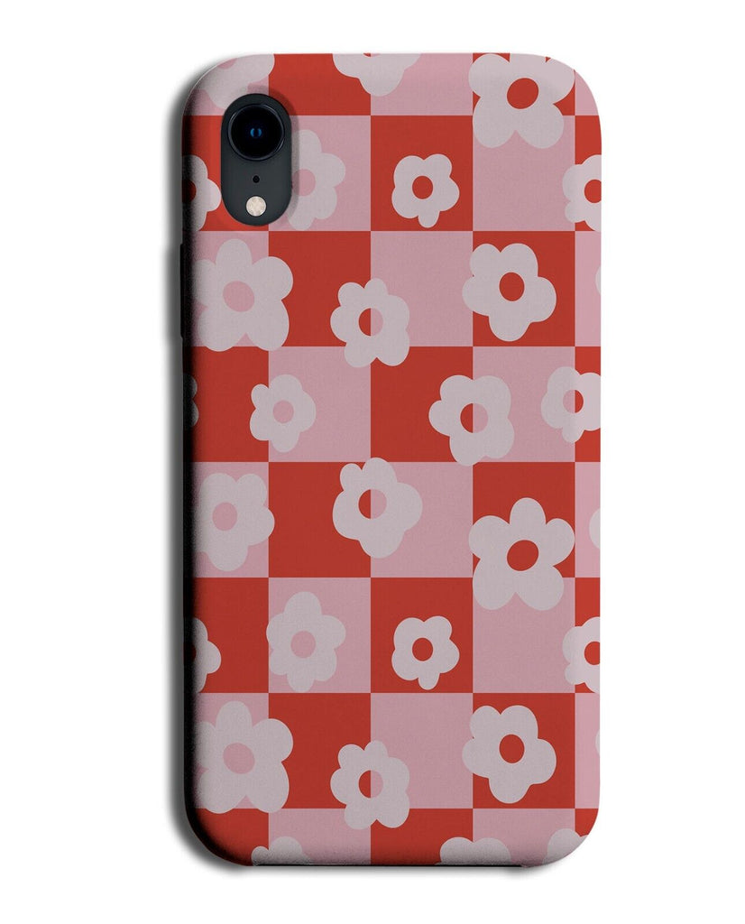 Retro Flowers On Pink Chequered Background Phone Case Cover Squares Square BF84