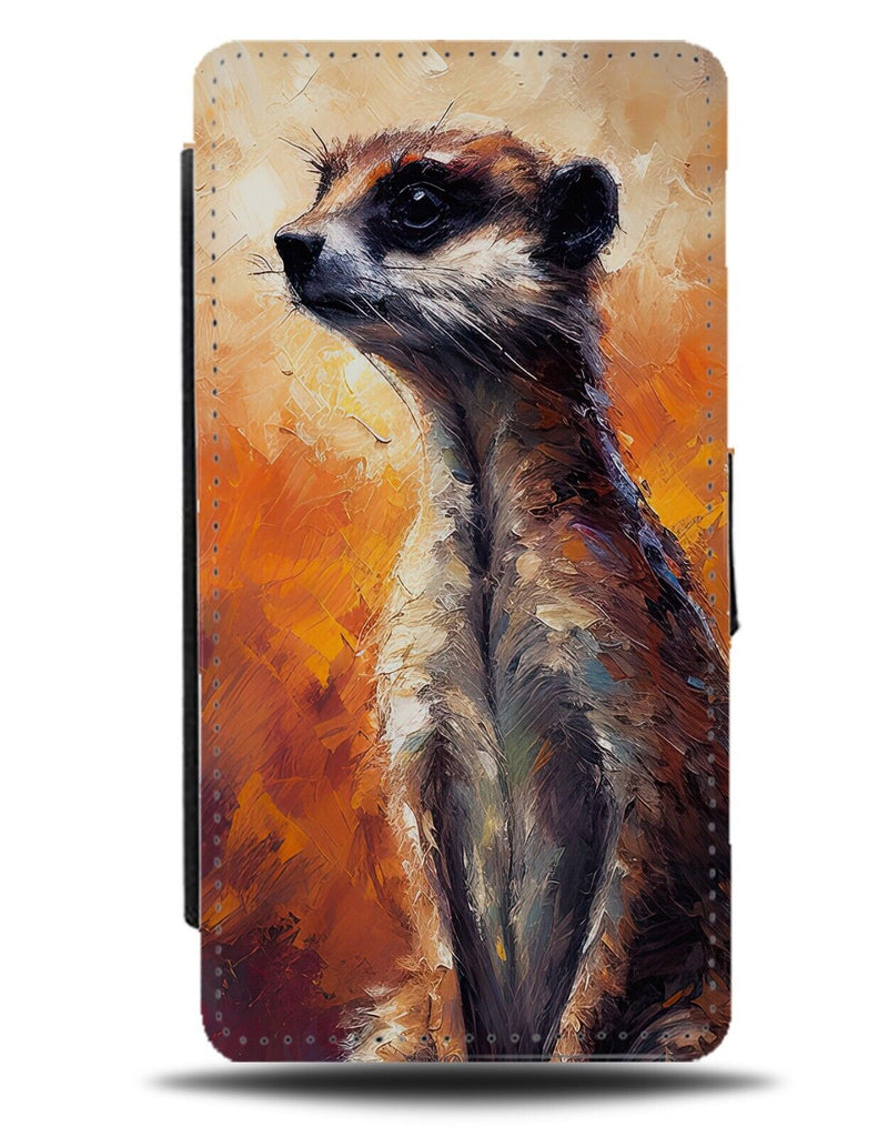Watercolour Meerkat Painting Print Flip Wallet Case Meerkats Meercat Face CX45