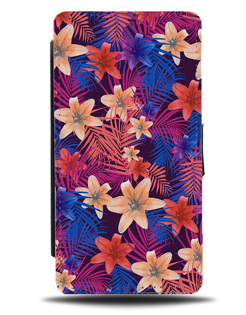 Stylish Lilies Flip Wallet Case Lily Flowers Floral Style Jungle Colourful E583