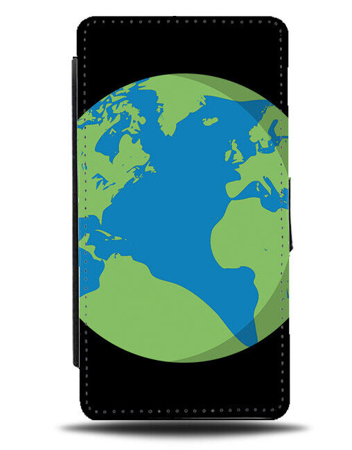 Cartoon Earth Flip Wallet Case Animated Illustration Globe Circle Space k092