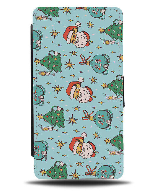 Holiday Pattern Flip Wallet Case Christmas Santa Funny Tree Bauble Holidays N692