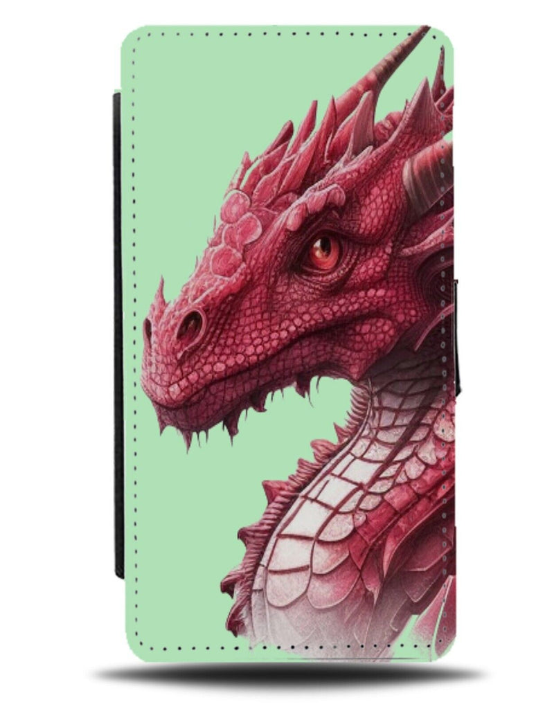 Red Dragon Face Flip Wallet Case Dragons Head Mythical Majestic Evil Funny BF30
