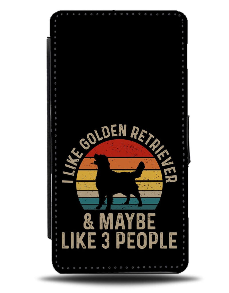 Funny I Like Golden Retriever & 3 People Quote Flip Wallet Case Retrievers AU02
