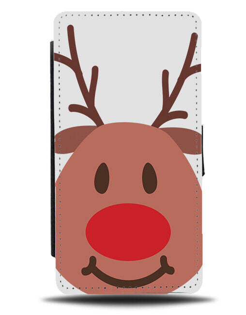 Children's Reindeer Face Flip Wallet Case Christmas Red Reindeers Animal N786