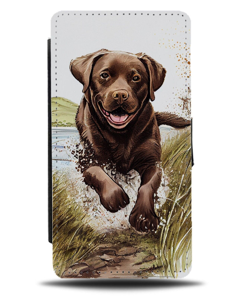 Running Chocolate Labrador Flip Wallet Case Labradors Brown Dog Dogs Cute AF89