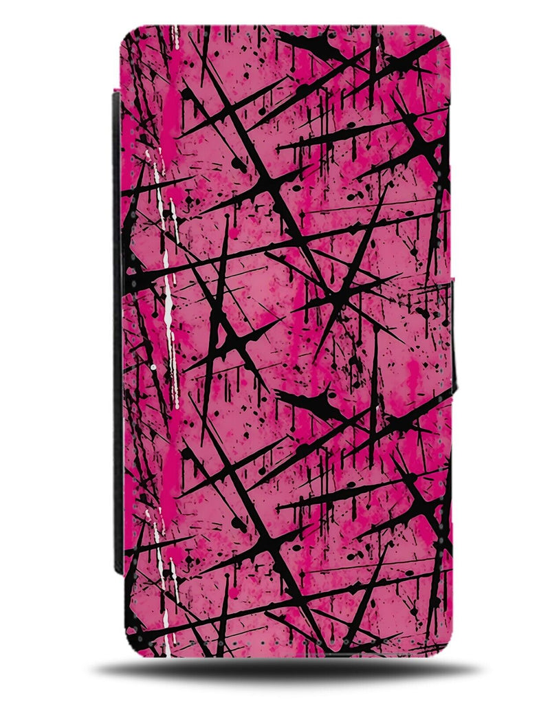Hot Pink Gothic Scratches Flip Wallet Case Scratchmark Scratch Marks Mark BX89
