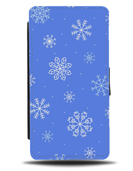 Blue Winter Snowflakes Pattern Flip Wallet Case Snowflake Snow Ice Christmas 714