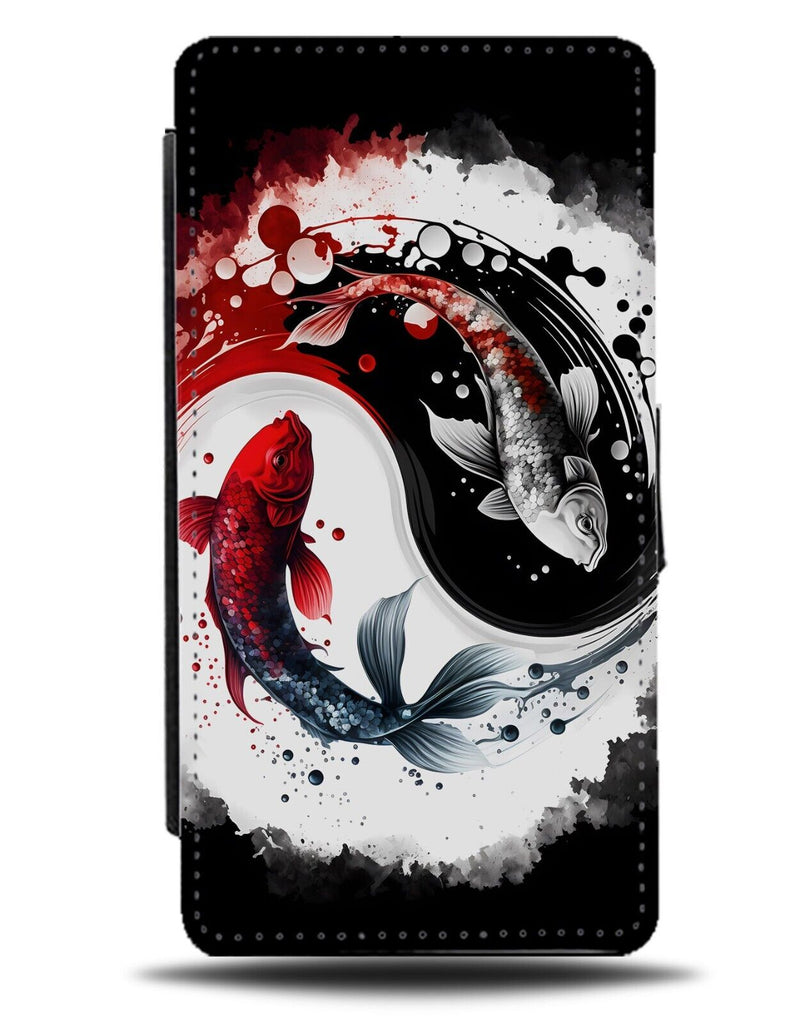 Circling Spiritual Koi Fish Flip Wallet Case Kois Japan Yin Yan Peace Love BG71