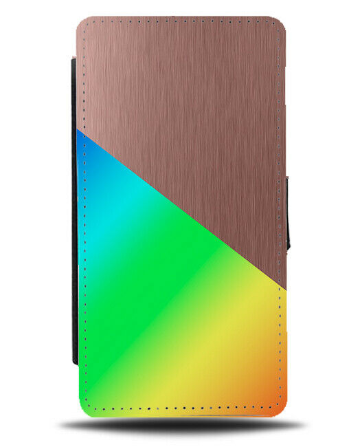 Rose Gold and Multicoloured Flip Cover Wallet Phone Case Multicolour Design i386