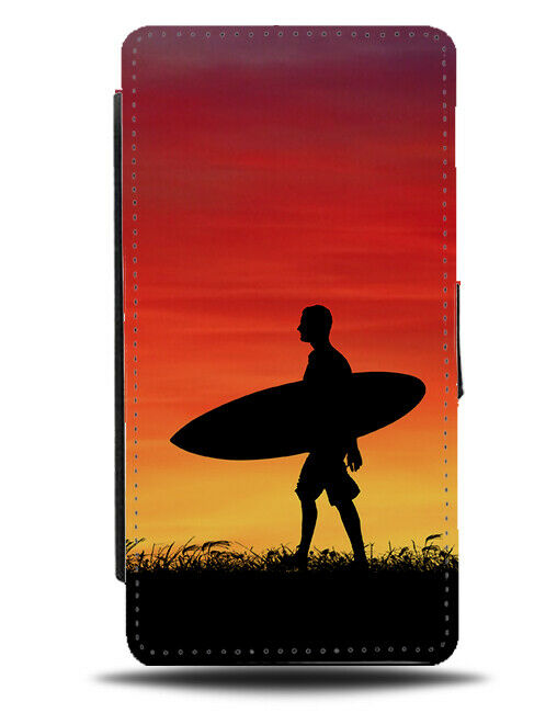 Surfboard Flip Cover Wallet Phone Case Surf Board Surfer Sunrise Sunset i770