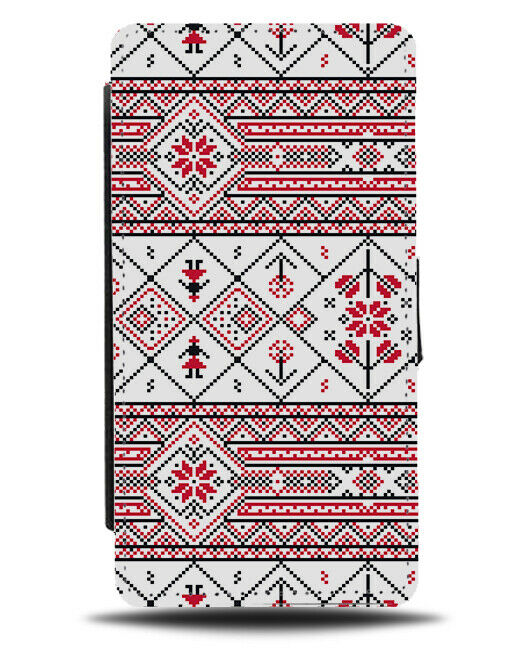 Russian Style Pattern Print Flip Wallet Case Russia Colours Tribal Theme H593