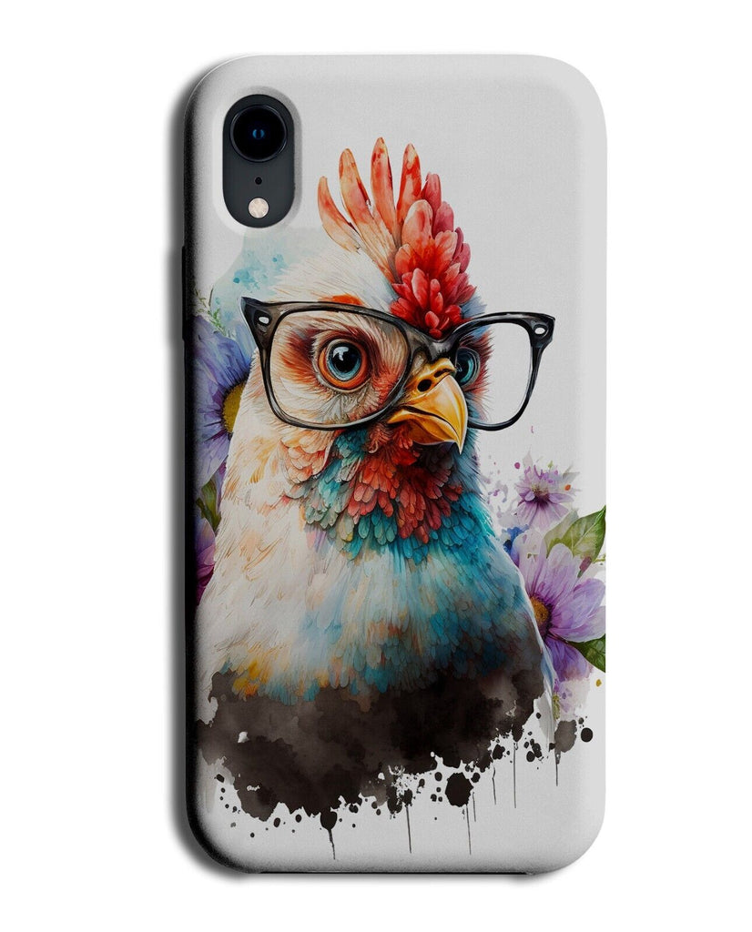 Chicken In Glasses Watercolour Picture Phone Case Cover Chickens Head Face Q581A